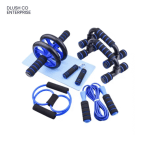 7 in 1 Push up Bar Kit Jump Rope Hand Gripper Knee Pad Gym Home Workout AB 7 Piece Wheel Roller Set